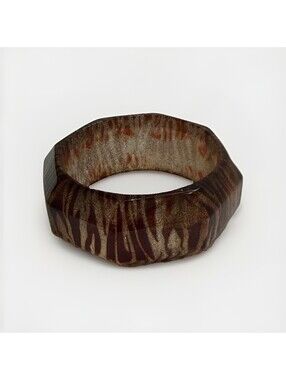 Vintage Lucite Glitter Zebra Print Octagonal Bangle Bracelet